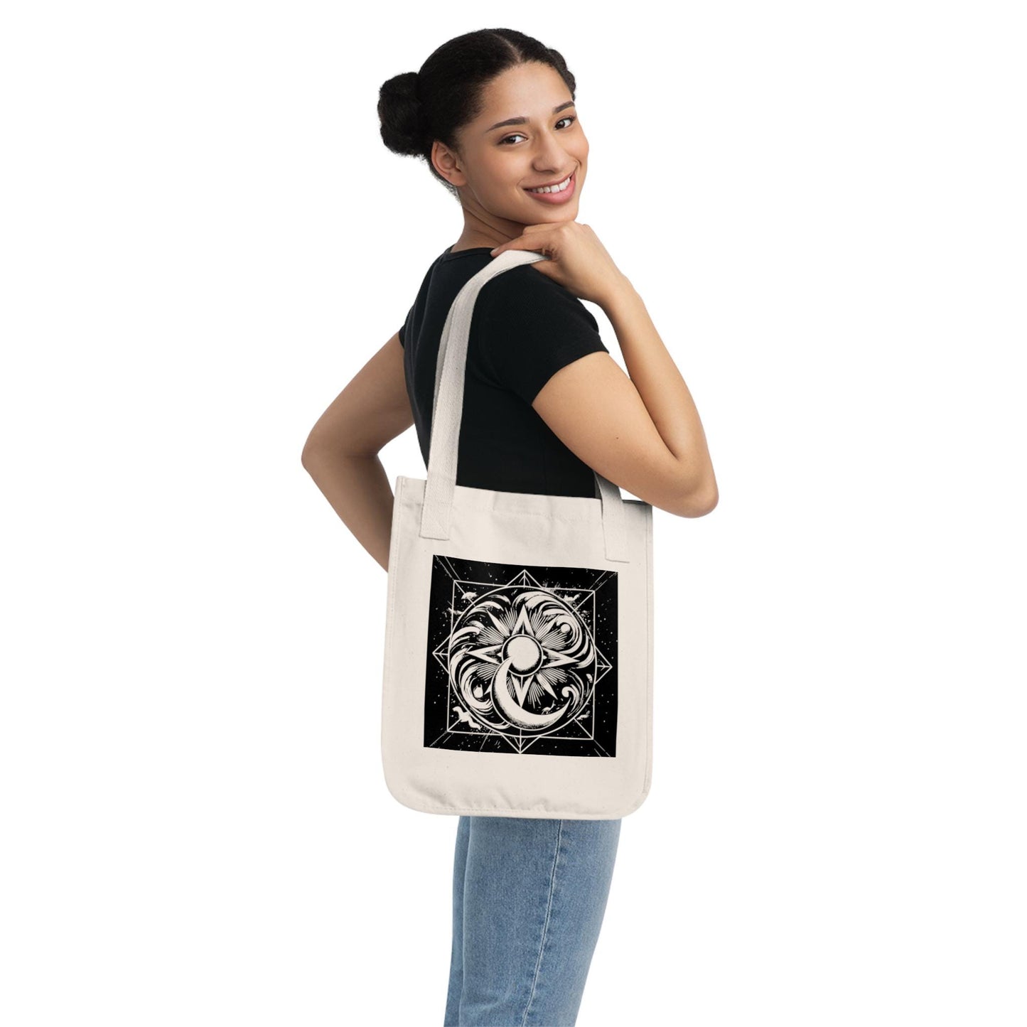 Sun, Moon, and Stars Organic Canvas Tote Bag