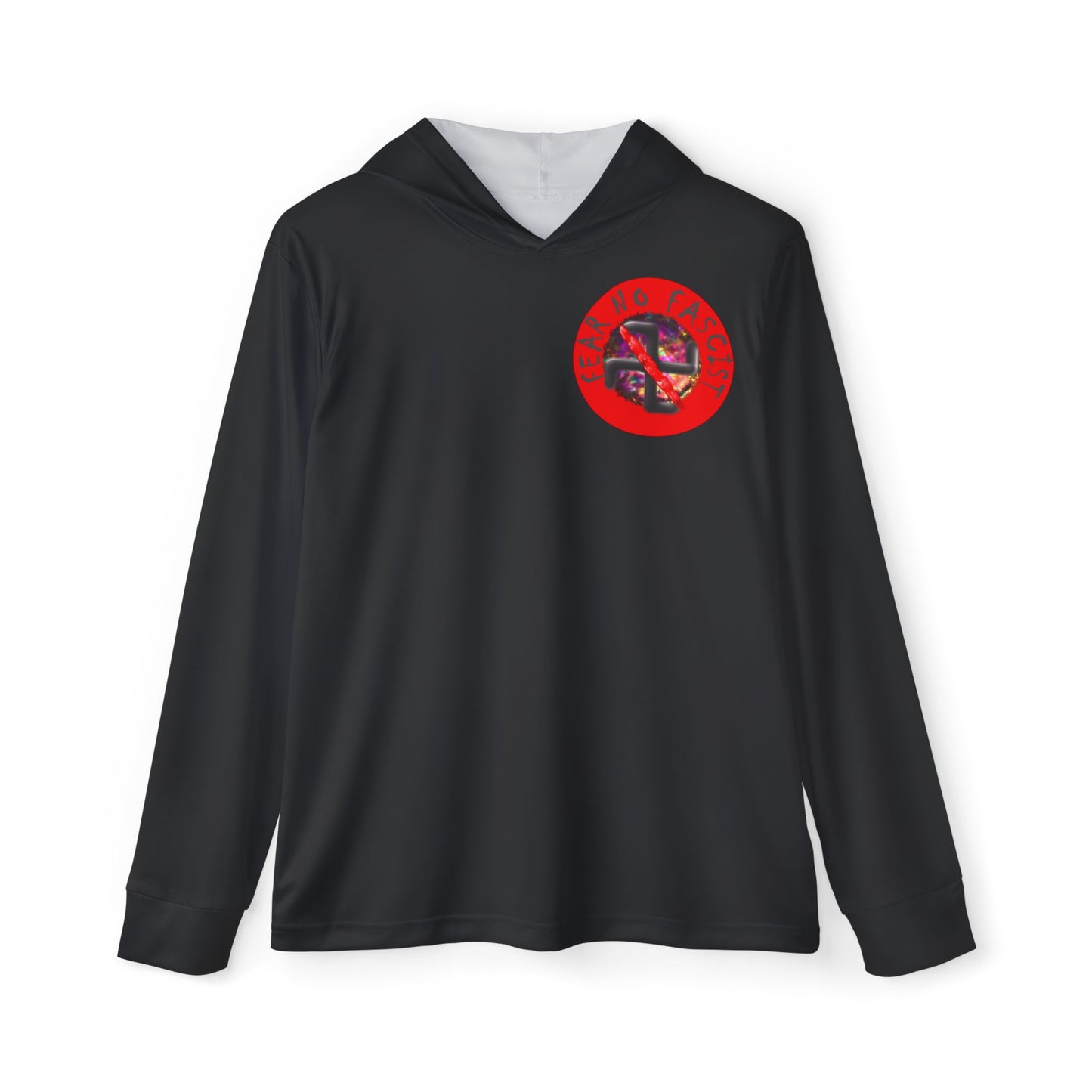 Men's Sports Warmup Hoodie - Fear No Fascist, Ideal for Athletes, Activists, Outdoor Events, Gifts for Rallies, Casual Wear
