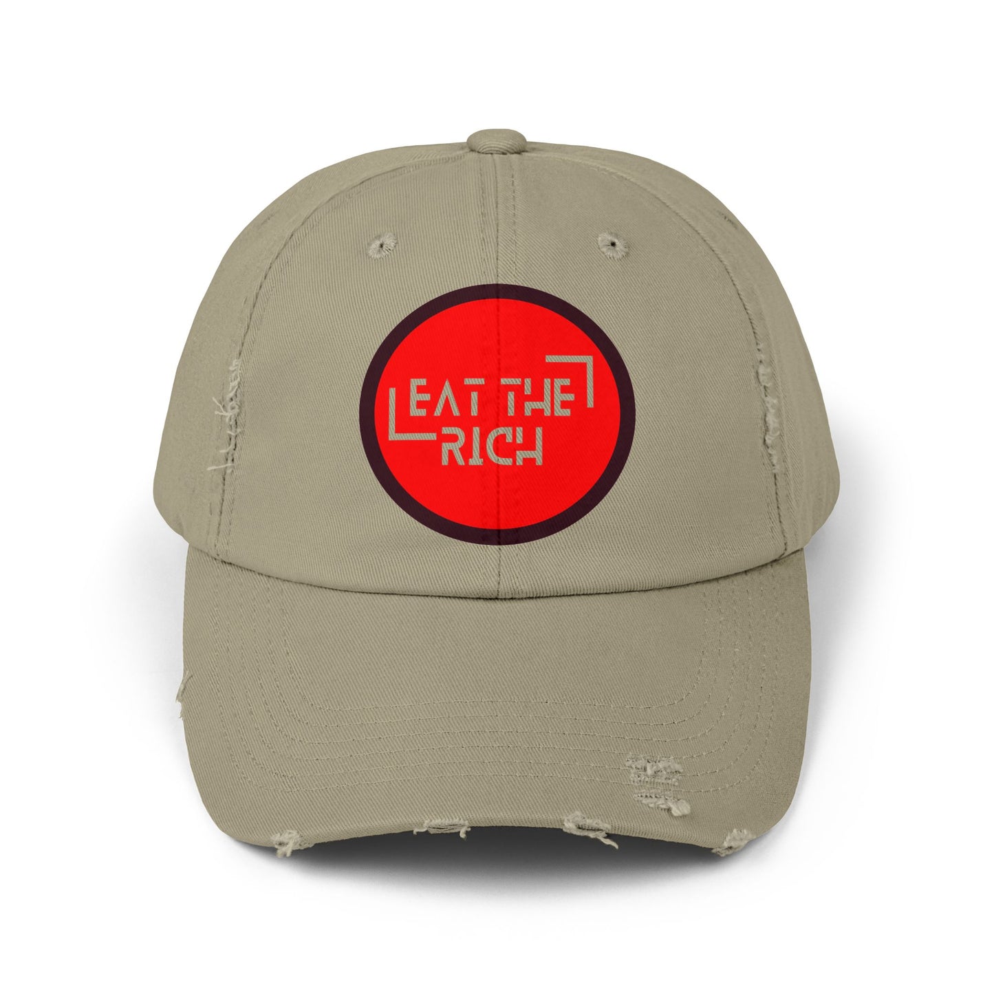 Trendy Unisex Distressed Cap - 'Eat The Rich' Statement Hat