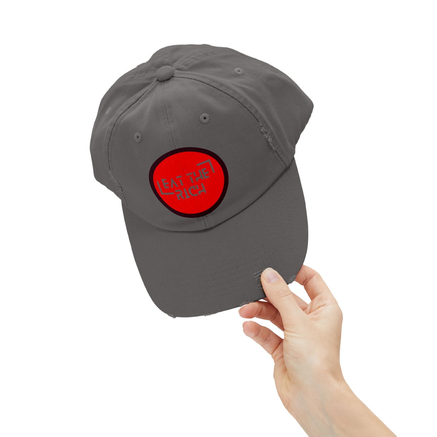 Trendy Unisex Distressed Cap - 'Eat The Rich' Statement Hat