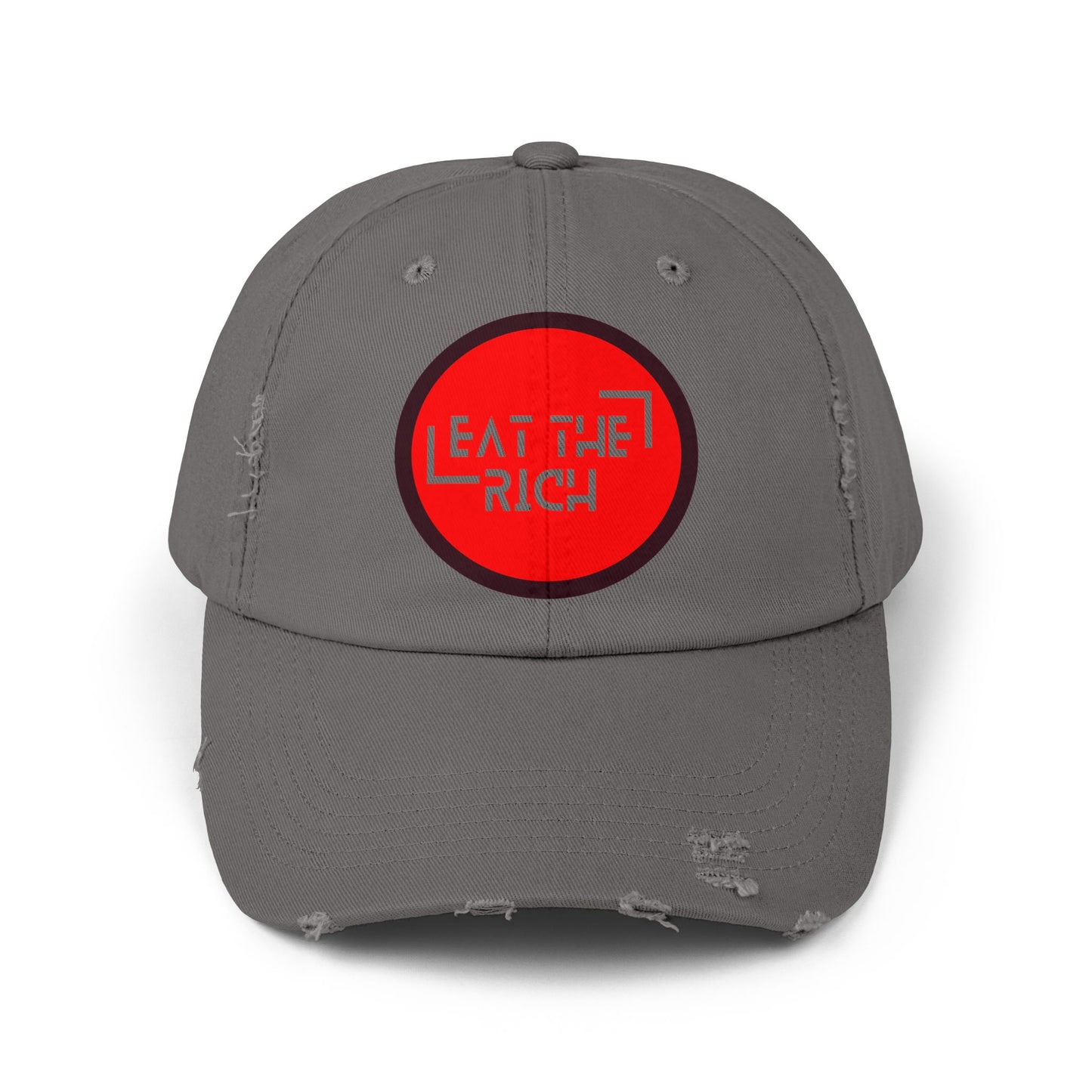 Trendy Unisex Distressed Cap - 'Eat The Rich' Statement Hat