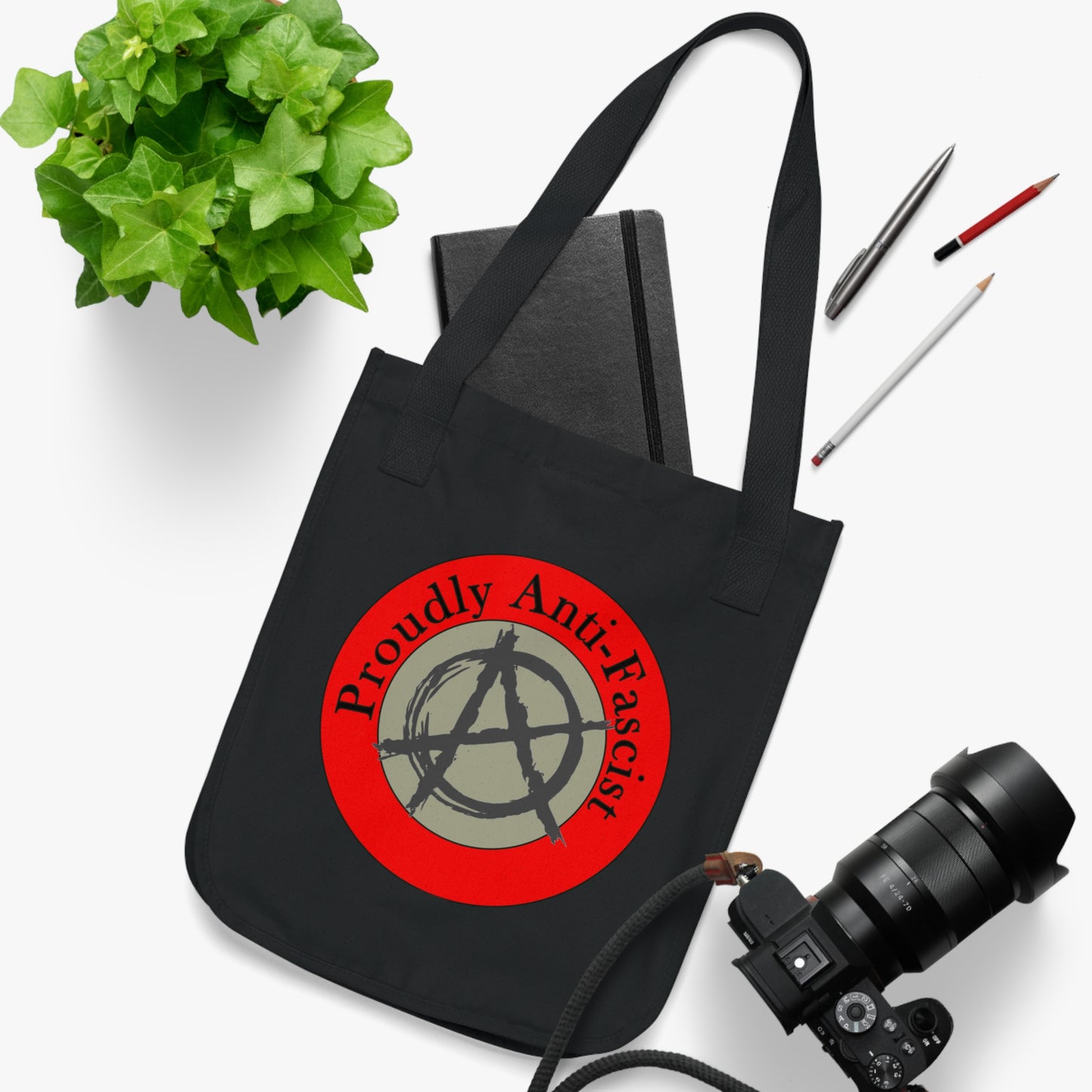 Proudly Anti-Fascist Organic Canvas Tote Bag, Eco-Friendly Fashion, Reusable Shopping Bag, Sustainable Gift, Activist Merchandise