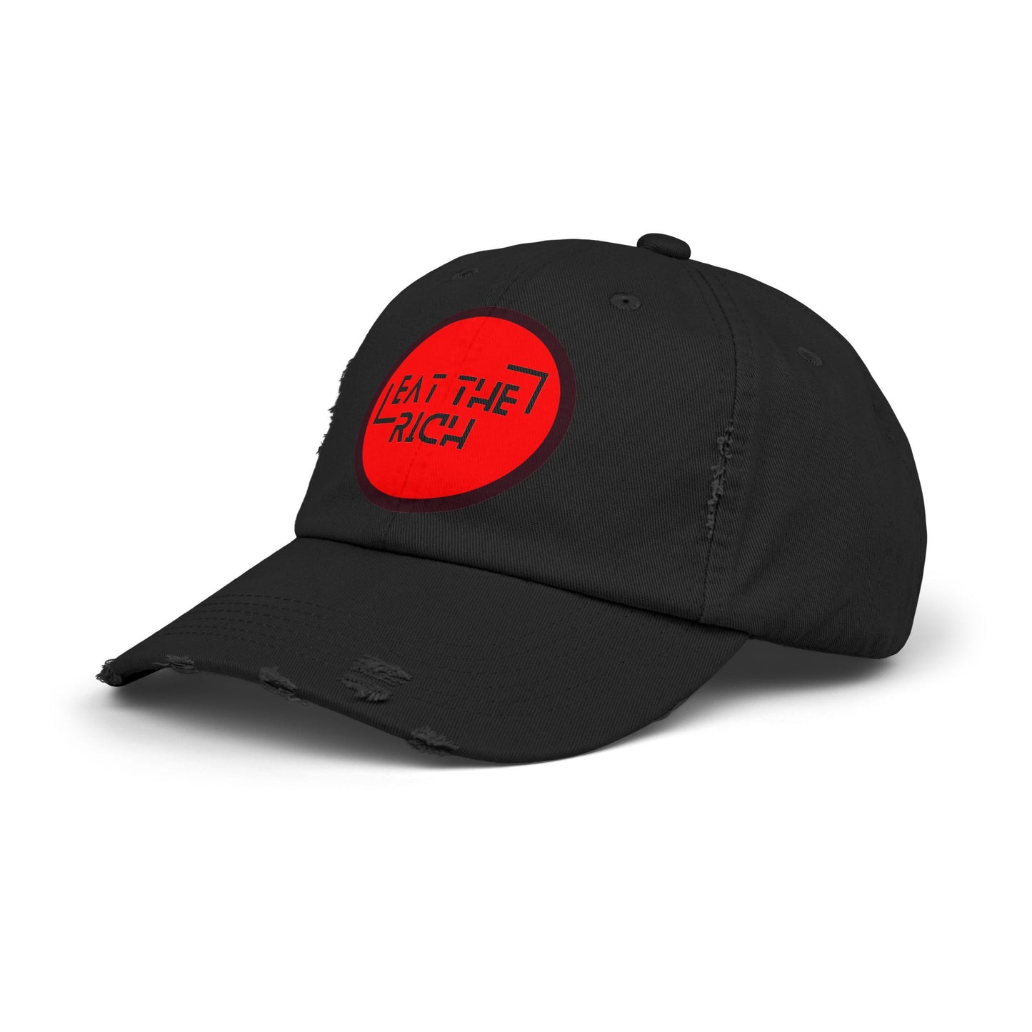 Trendy Unisex Distressed Cap - 'Eat The Rich' Statement Hat