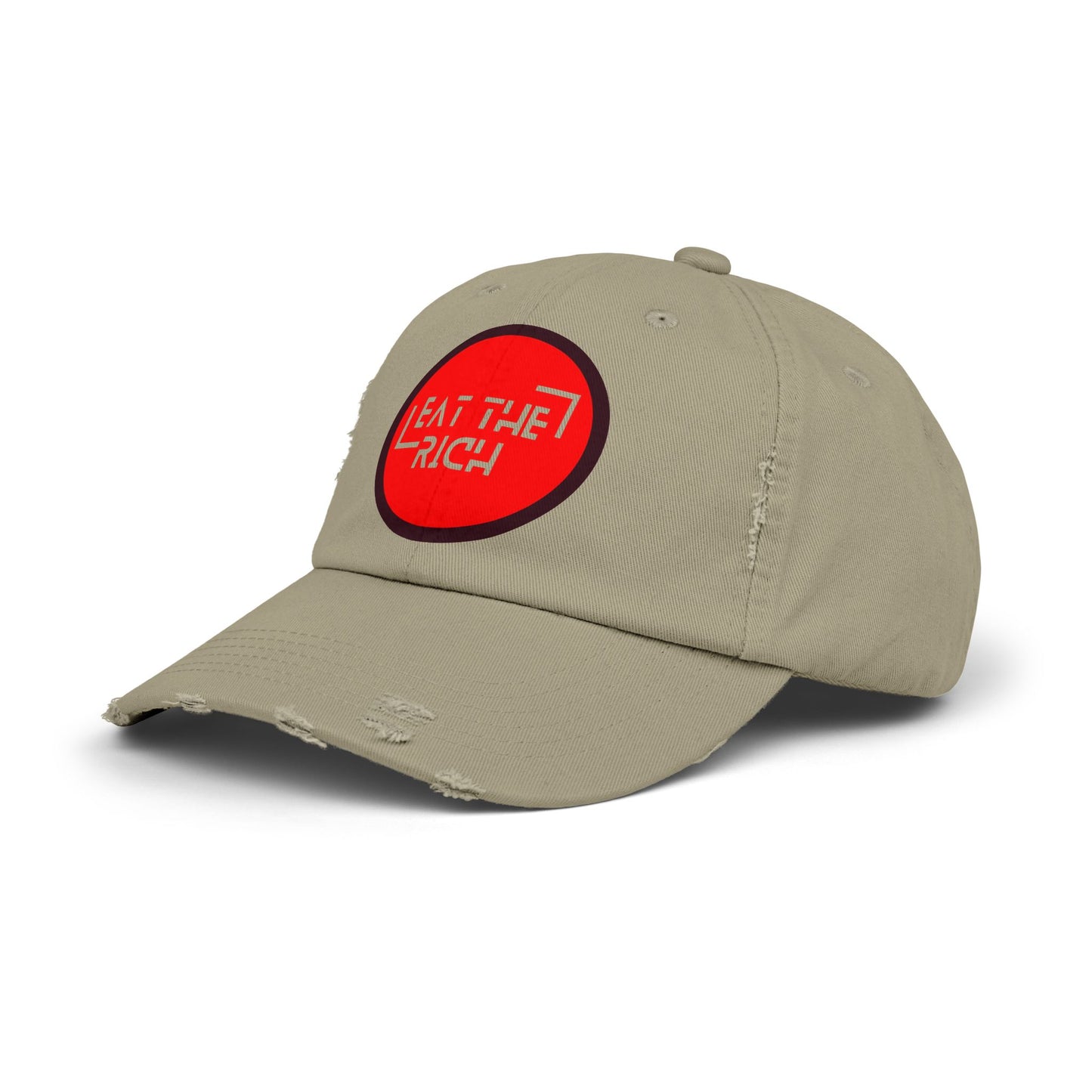Trendy Unisex Distressed Cap - 'Eat The Rich' Statement Hat