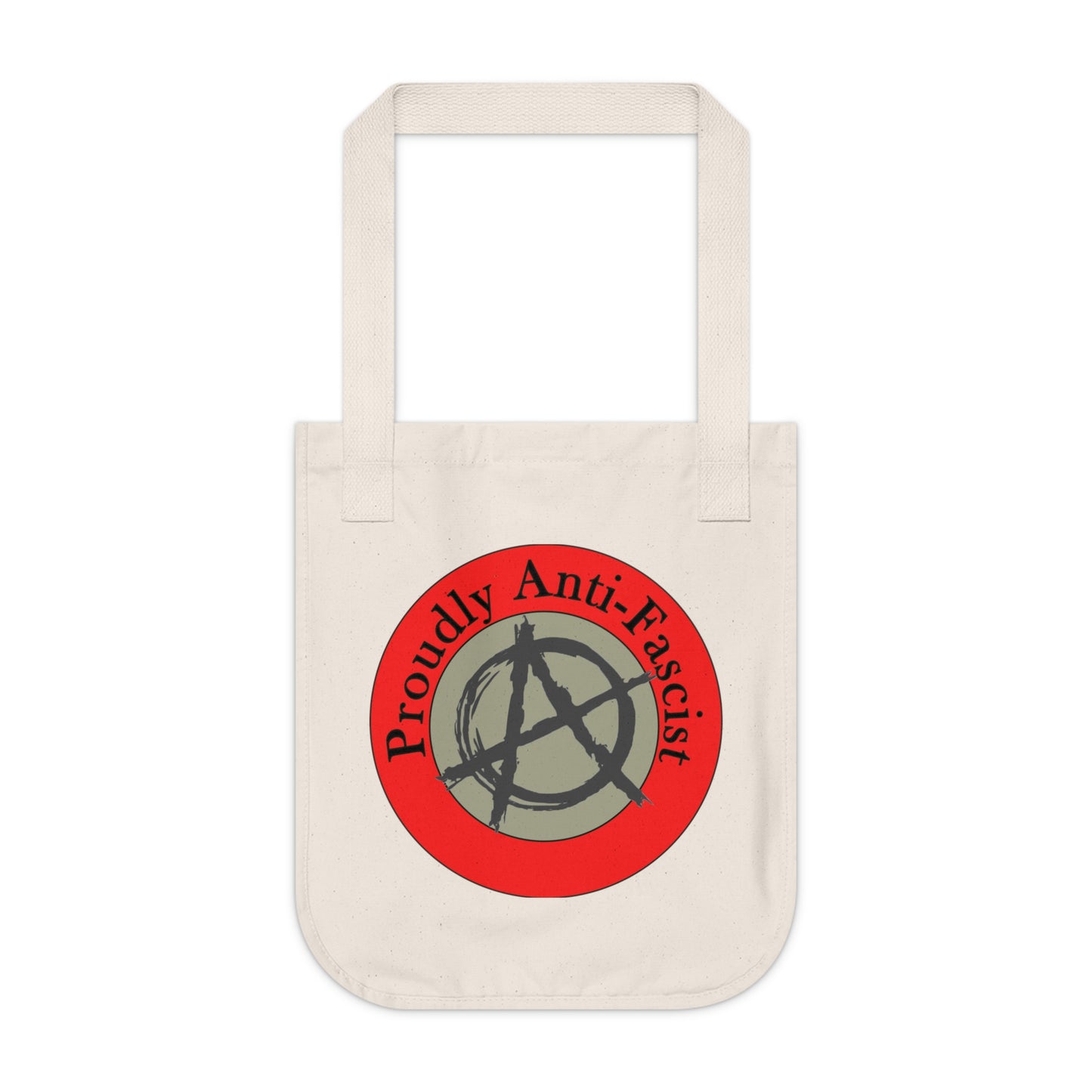 Proudly Anti-Fascist Organic Canvas Tote Bag, Eco-Friendly Fashion, Reusable Shopping Bag, Sustainable Gift, Activist Merchandise