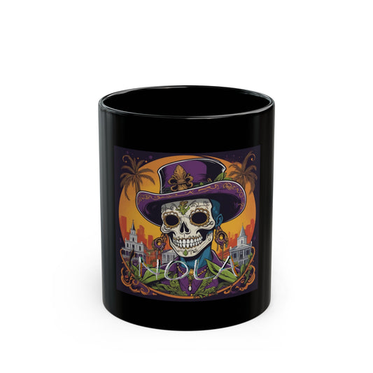 Voodoo NOLA Mug - Colorful Sugar Skull Coffee Cup for Halloween, Fiesta Parties, Unique Gift Idea, Home Decor