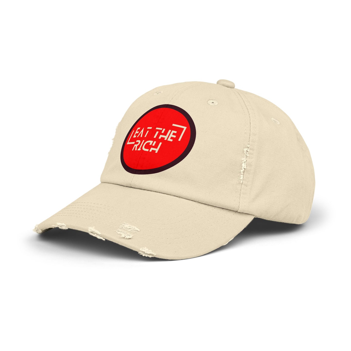 Trendy Unisex Distressed Cap - 'Eat The Rich' Statement Hat