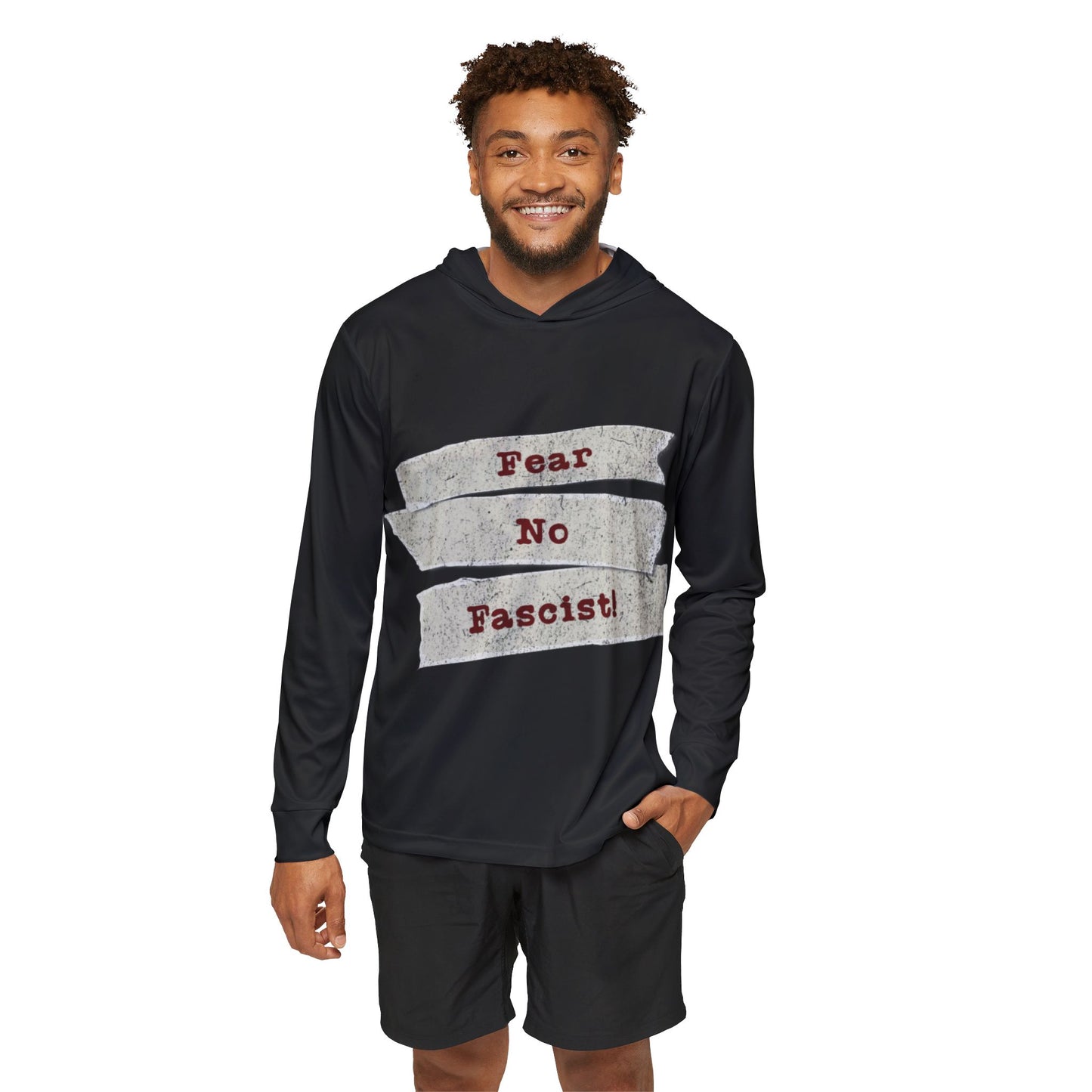 Fear No Fascist! Men's Sports Warmup Hoodie (AOP)