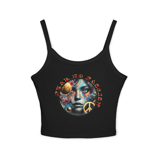 Surrealistic Fear No Fascist Spaghetti Strap Tank Top, Feminist Clothing, Summer Fashion, Casual Wear, LGBTQ+ Pride, Statement Piece, Gift for Activists
