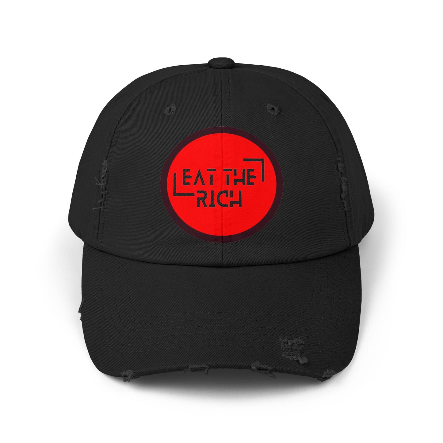 Trendy Unisex Distressed Cap - 'Eat The Rich' Statement Hat