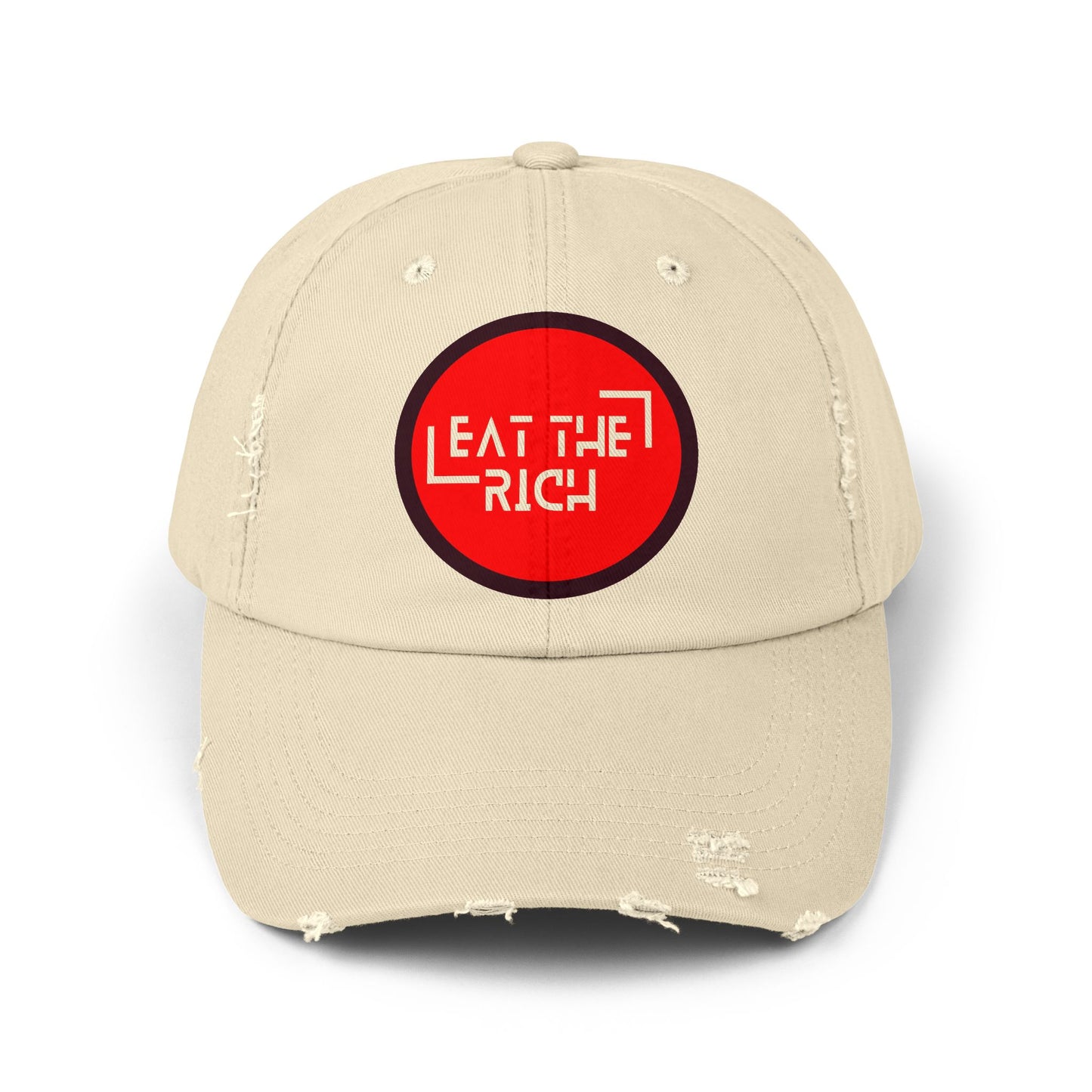 Trendy Unisex Distressed Cap - 'Eat The Rich' Statement Hat