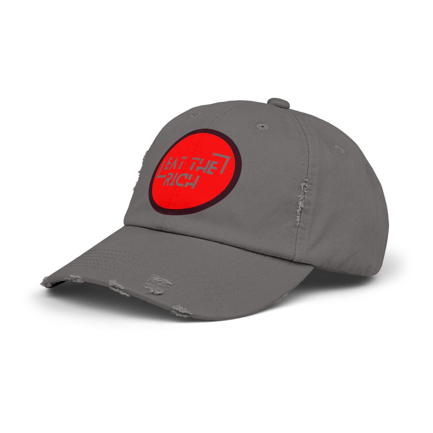 Trendy Unisex Distressed Cap - 'Eat The Rich' Statement Hat