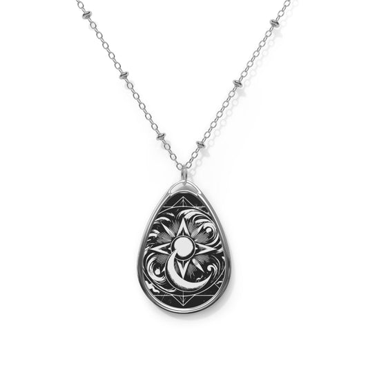 Sun, Moon, and Stars Oval Necklace