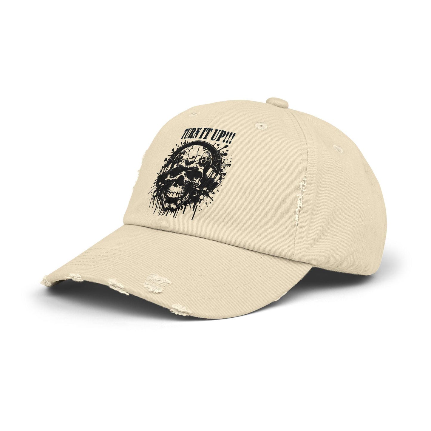Turn It Up! Unisex Distressed Cap