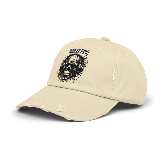 Turn It Up! Unisex Distressed Cap