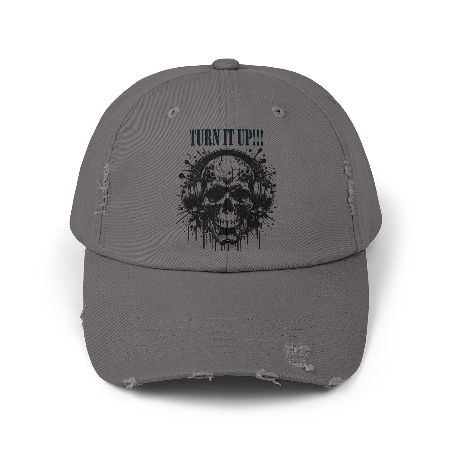 Turn It Up! Unisex Distressed Cap