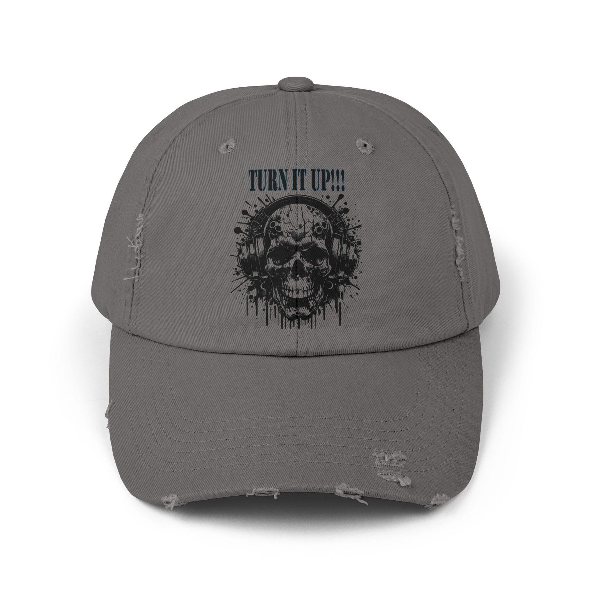 Turn It Up! Unisex Distressed Cap