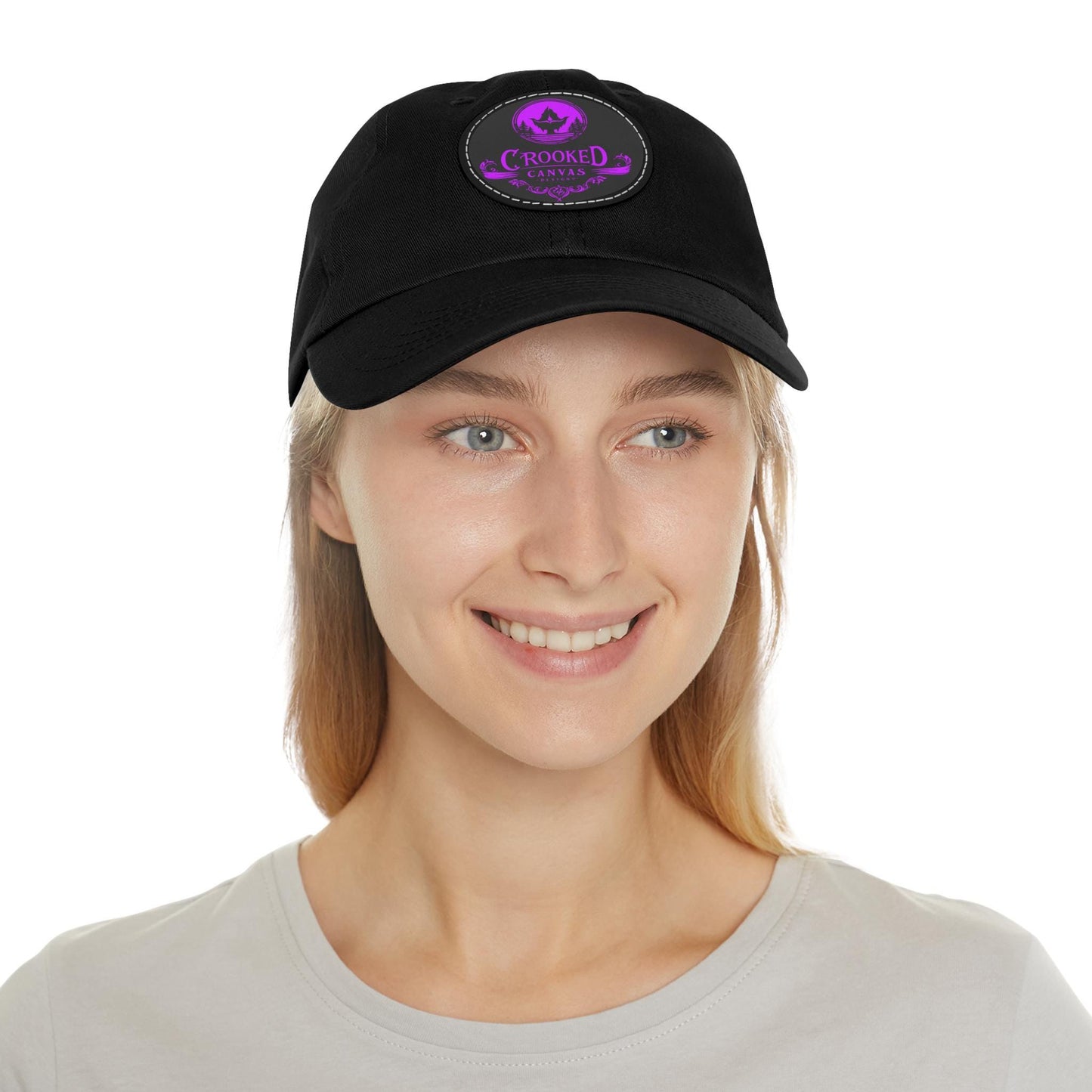 Crooked Canvas Hat with Leather Patch (Round)
