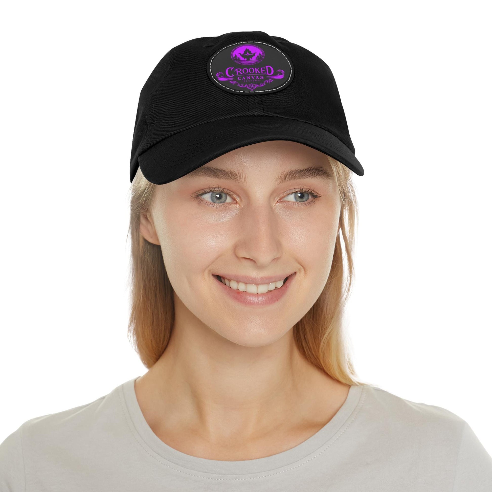Crooked Canvas Hat with Leather Patch (Round)