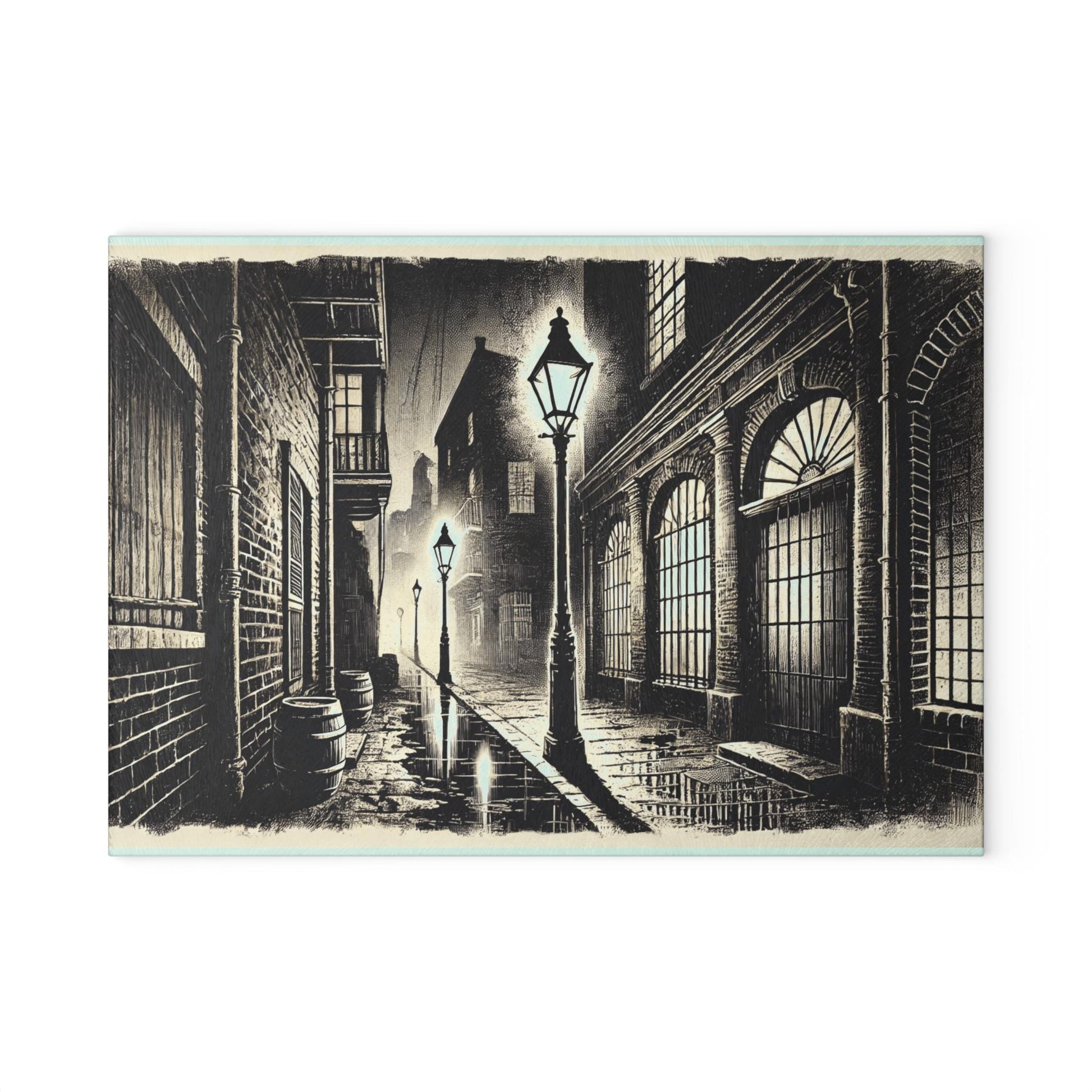 Streetlight at Night Glass Cutting Board
