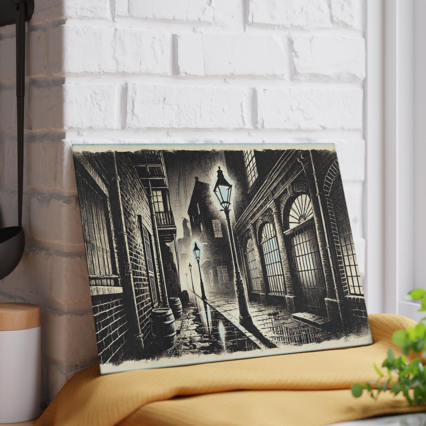 Streetlight at Night Glass Cutting Board