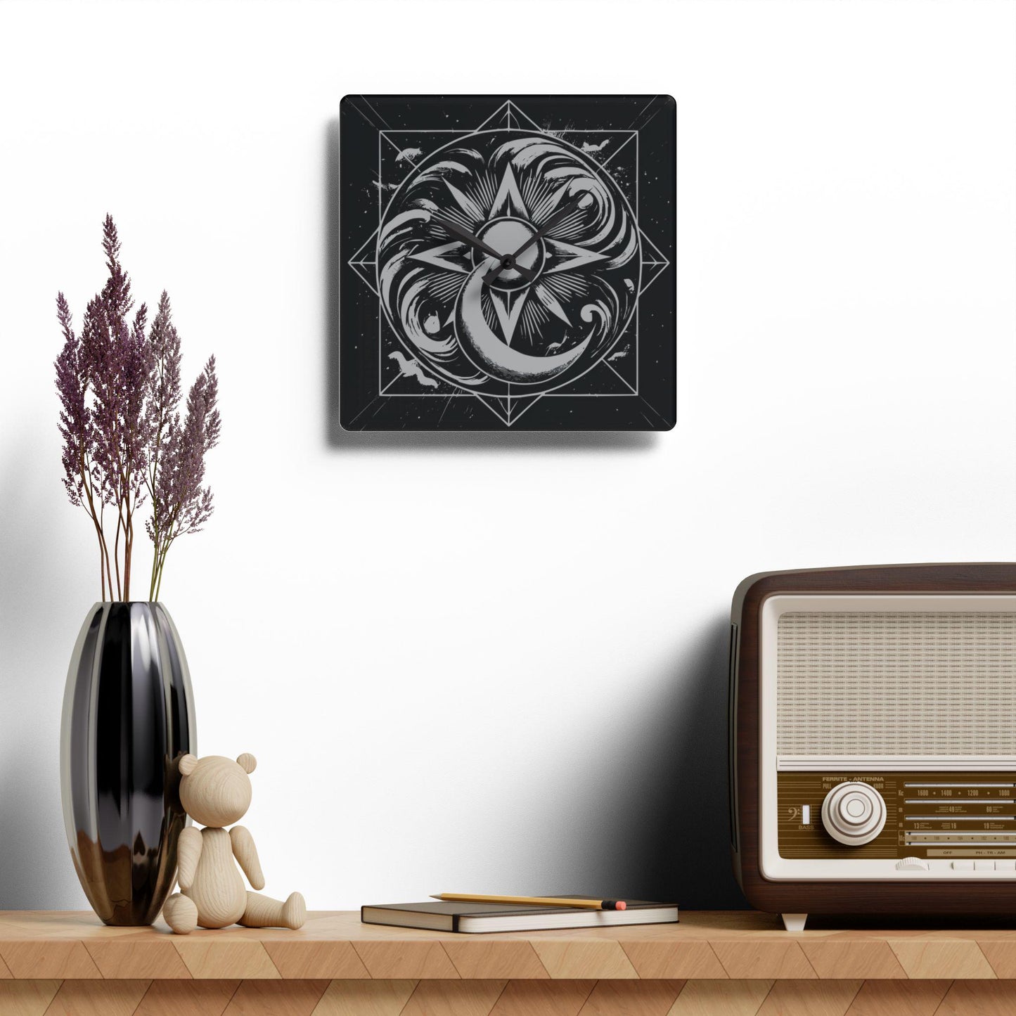 Sun, Moon, and Stars Acrylic Wall Clock