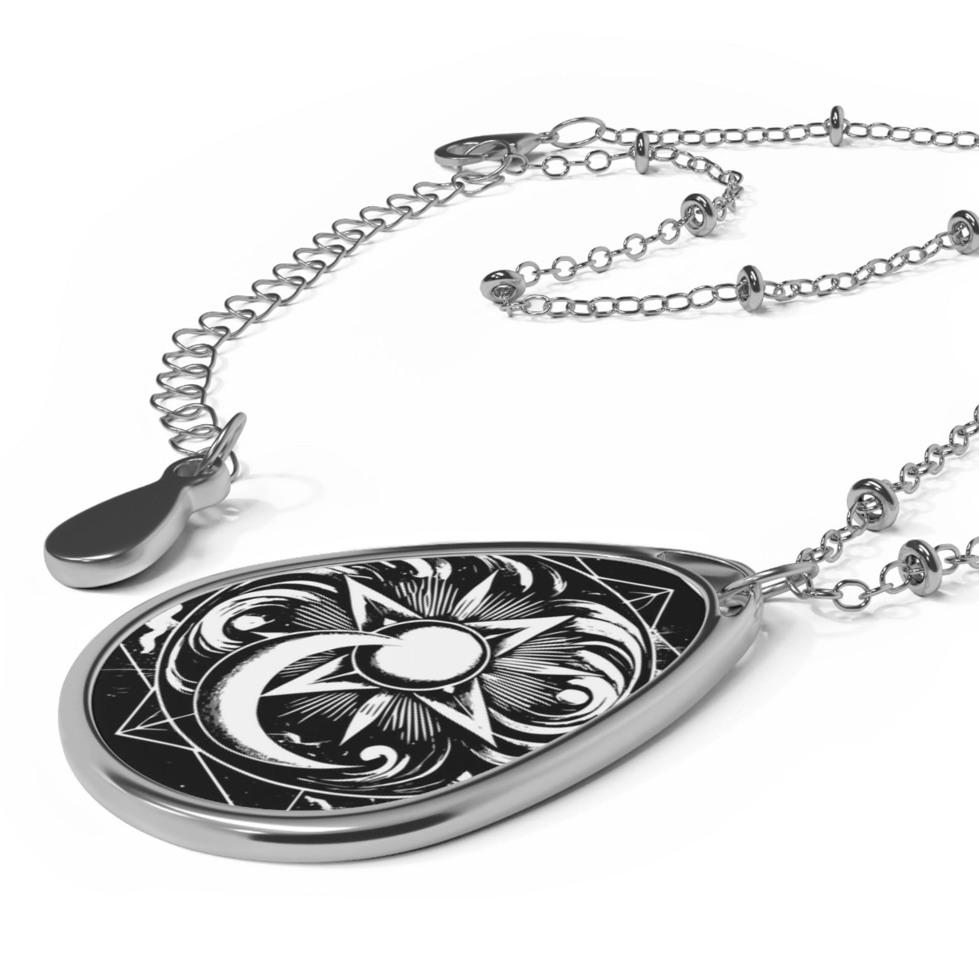 Sun, Moon, and Stars Oval Necklace