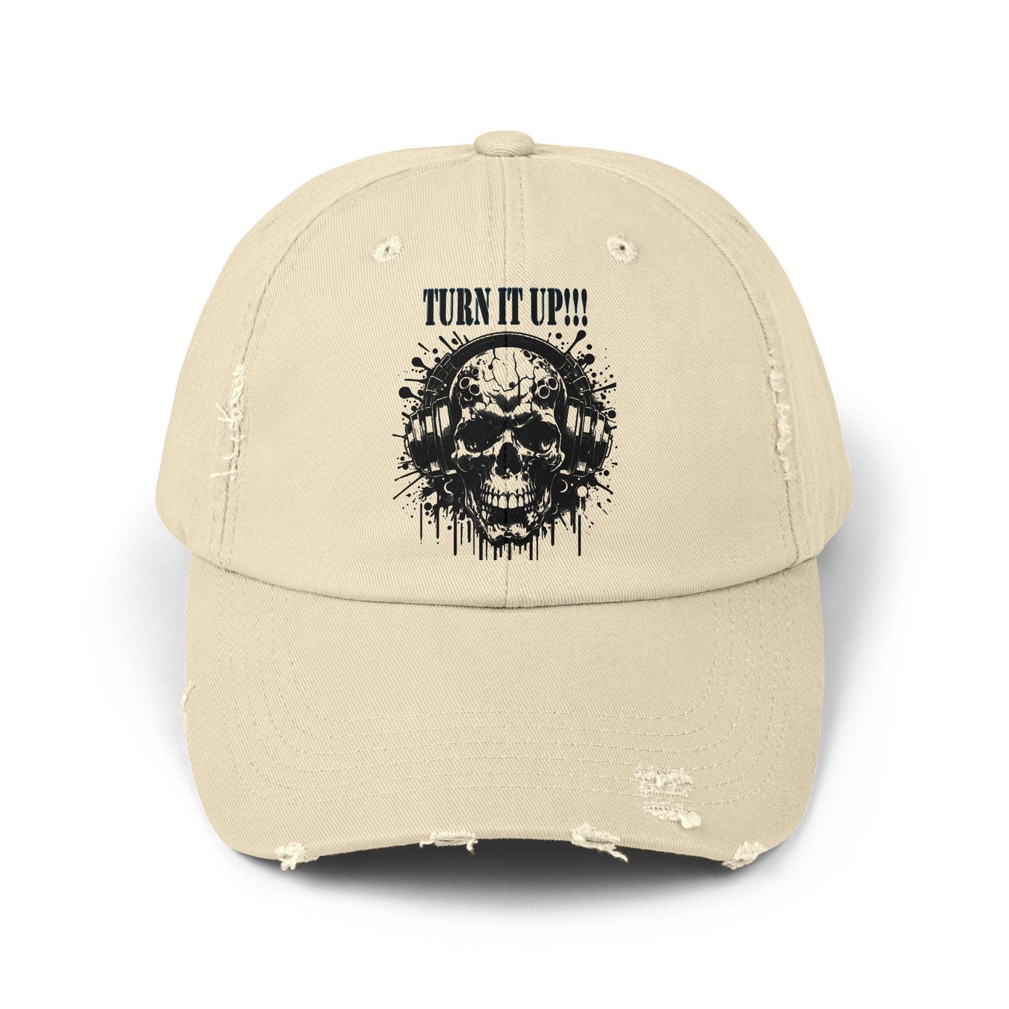 Turn It Up! Unisex Distressed Cap