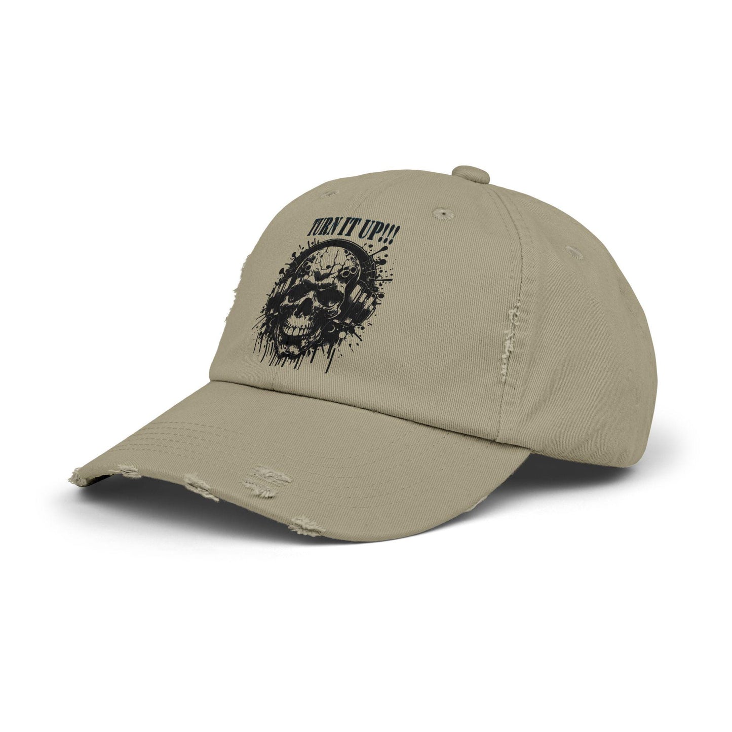 Turn It Up! Unisex Distressed Cap