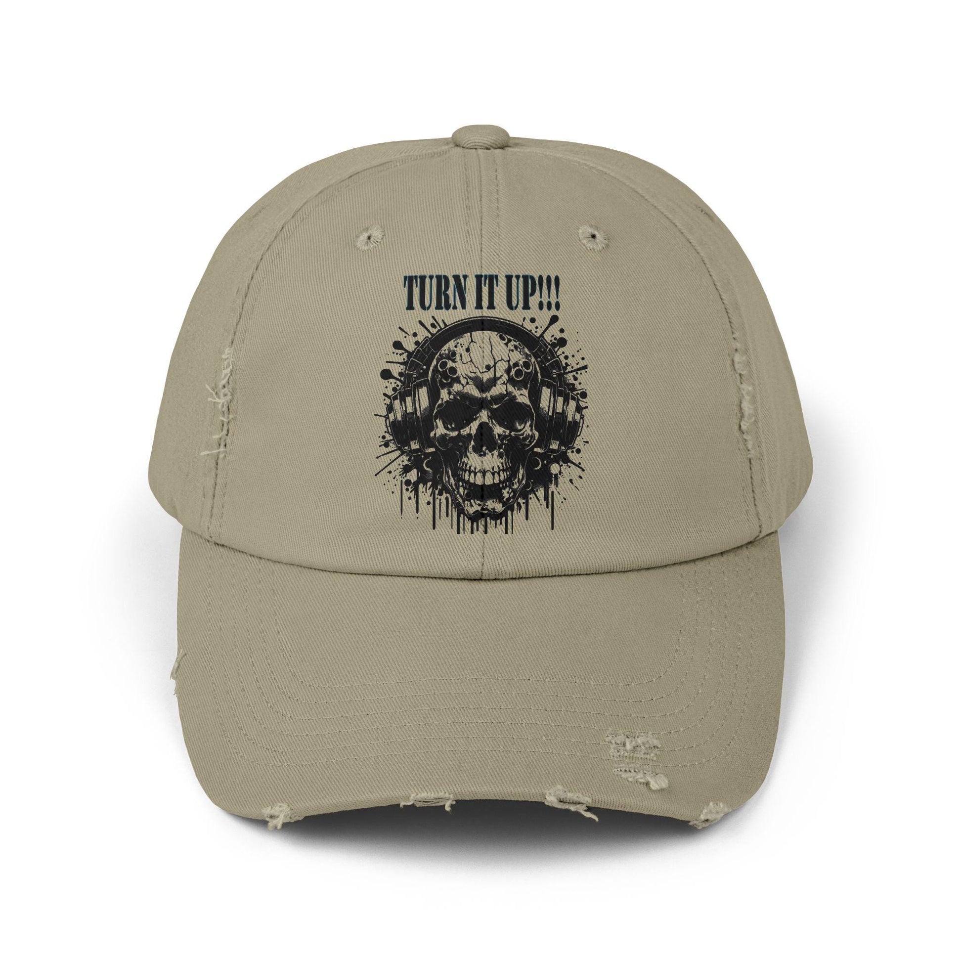 Turn It Up! Unisex Distressed Cap