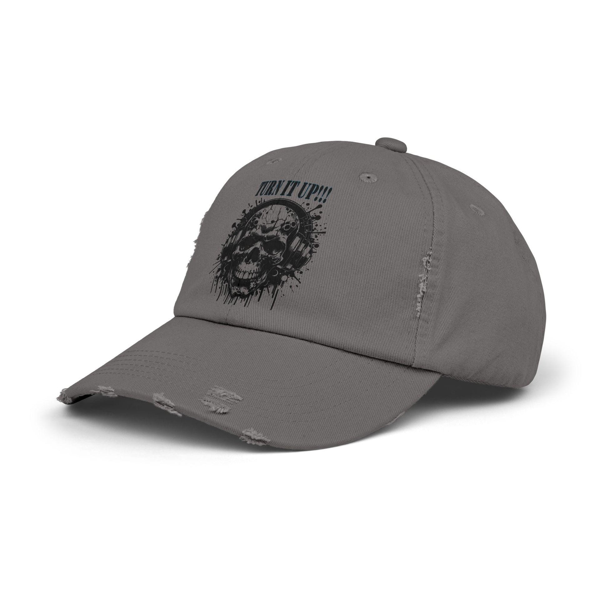 Turn It Up! Unisex Distressed Cap