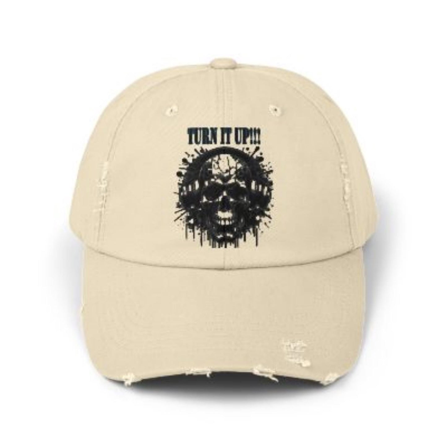 Turn It Up! Unisex Distressed Cap