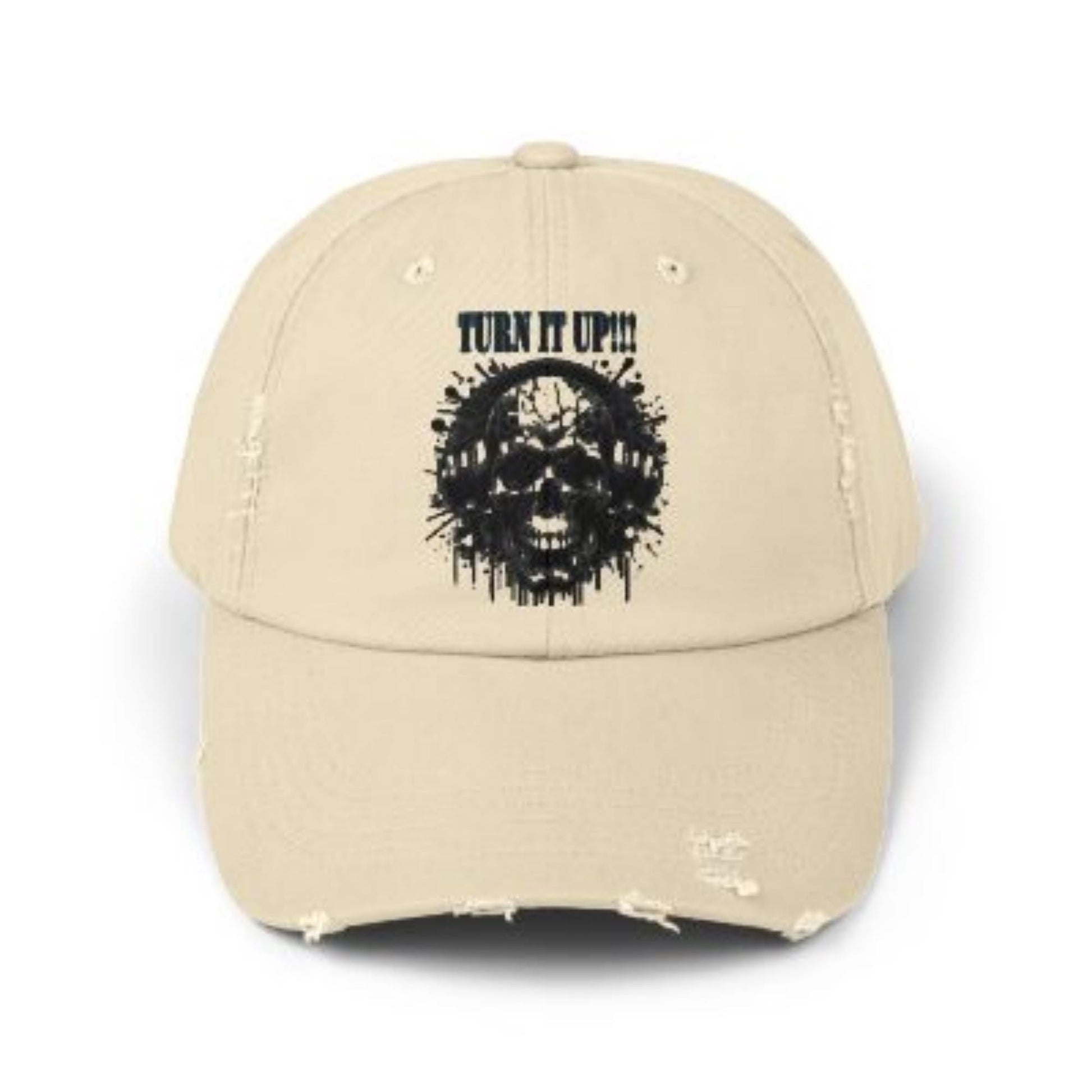 Turn It Up! Unisex Distressed Cap
