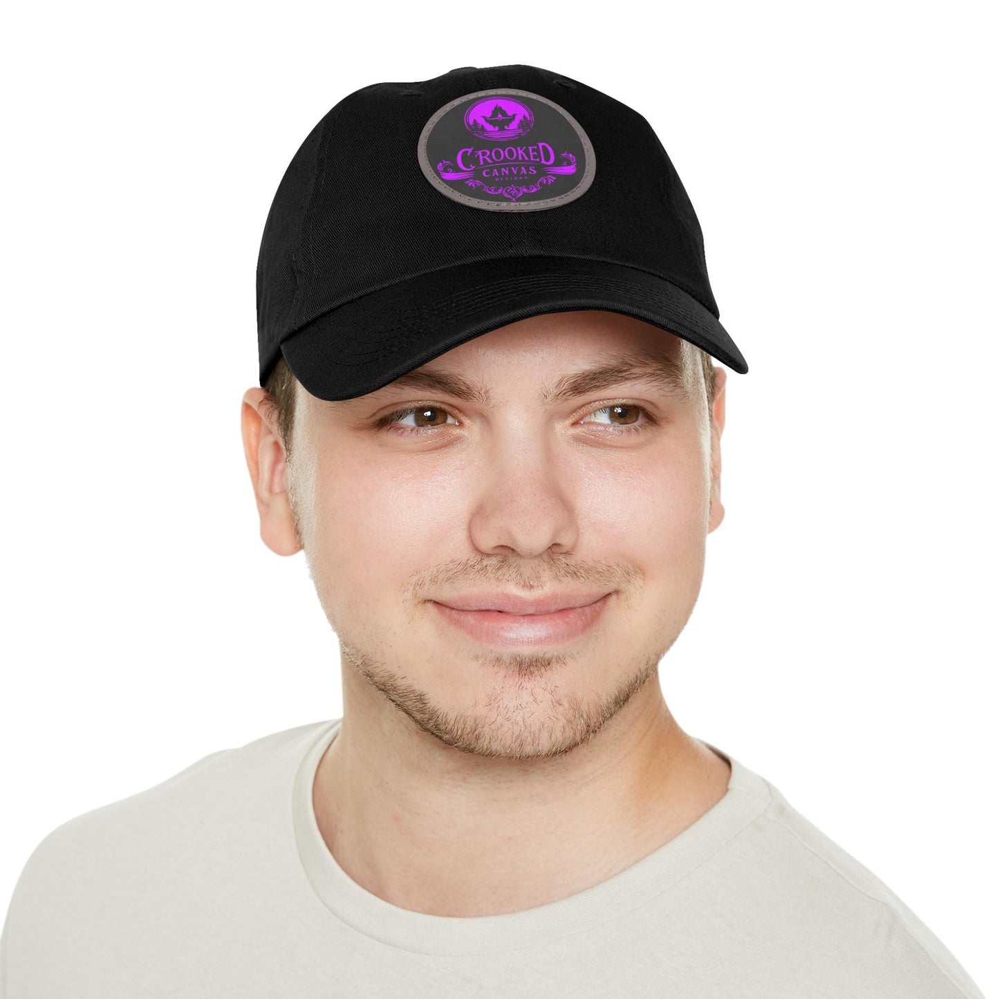 Crooked Canvas Hat with Leather Patch (Round)