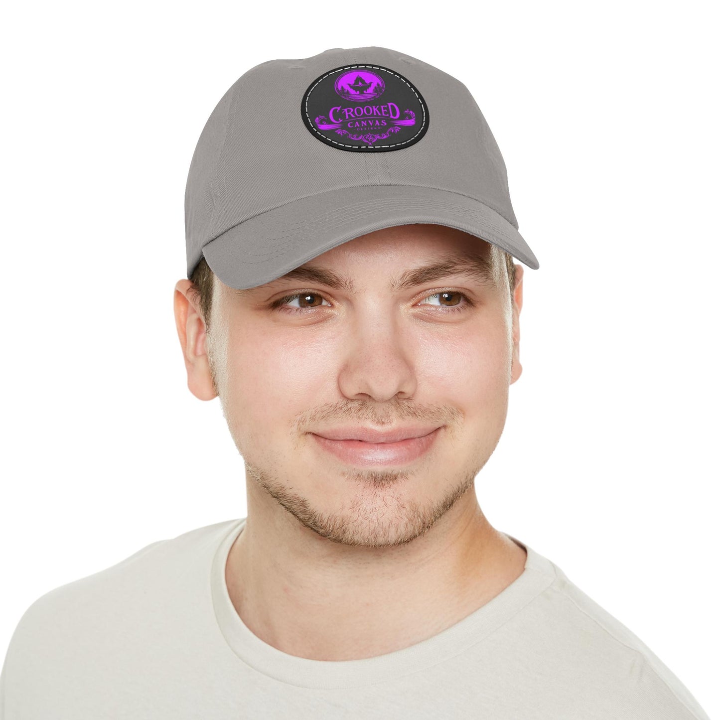 Crooked Canvas Hat with Leather Patch (Round)