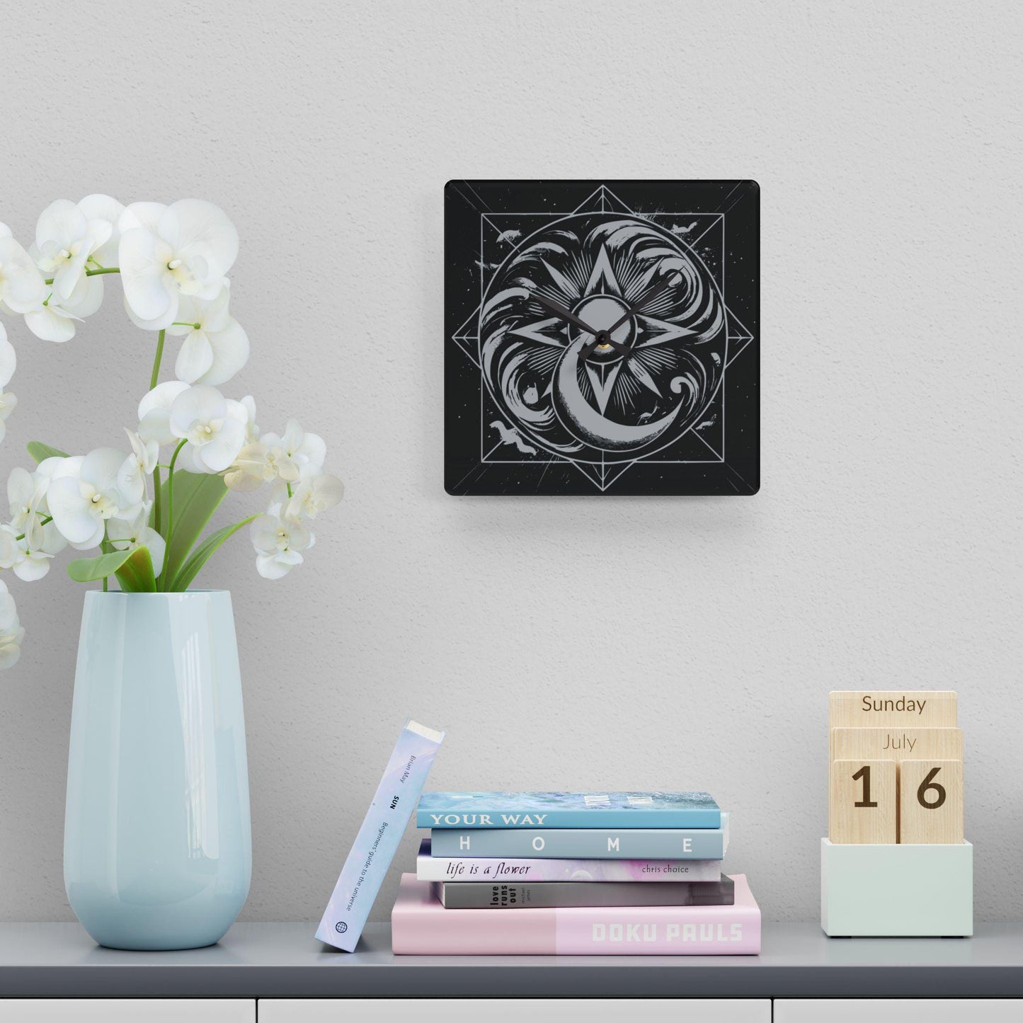Sun, Moon, and Stars Acrylic Wall Clock